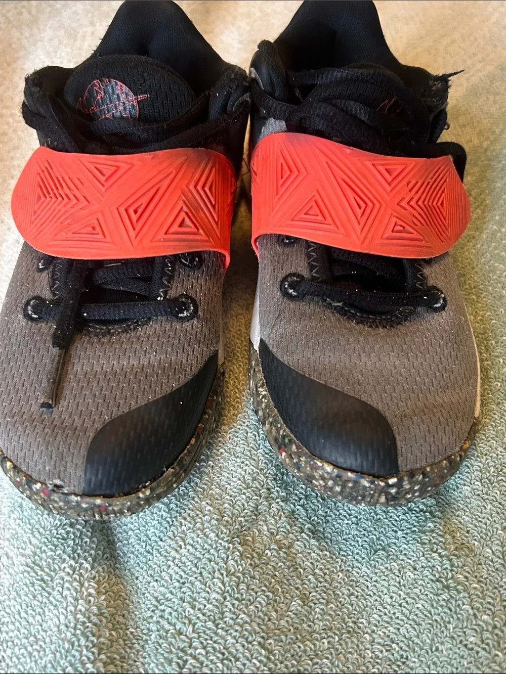 Nike Kids Gray and Red Strap Sneakers w reinforced Toe Sz 13C